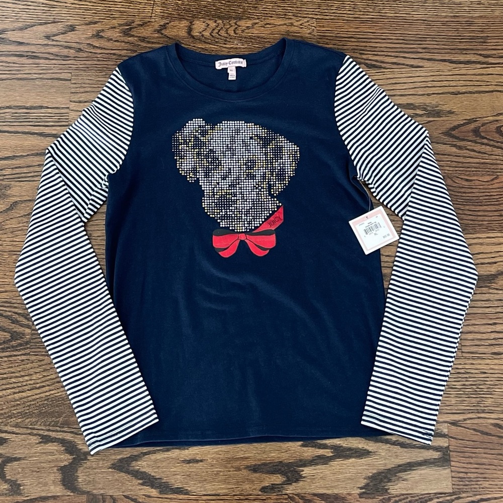 BNWT Juicy Couture crystal embroidered long sleeve tee. Girls XL
